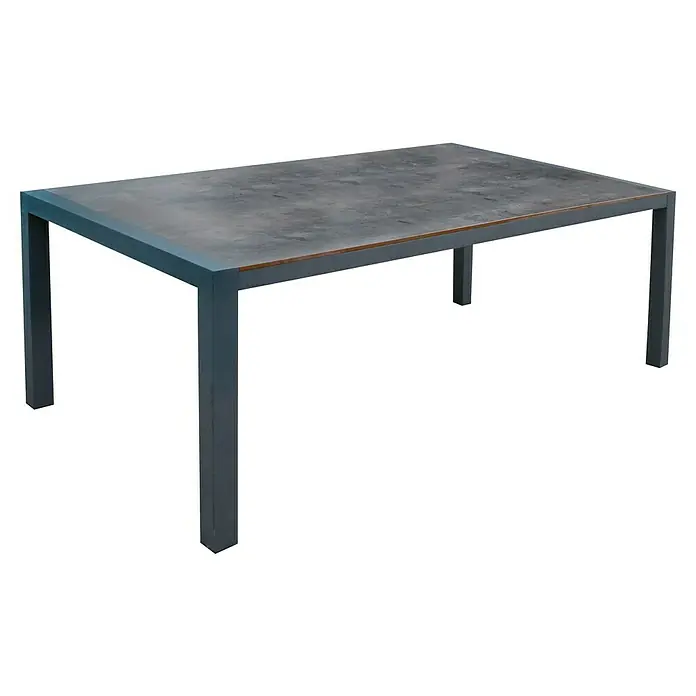 Acamp Gartenmöbel-Set Urban/Extensio - 5 -tlg., Aluminium, HPL, Textil, Schwarz - Grauer Esstisch mit rechteckiger Tischplatte und grauem Metallgestell für den Innen- und Außenbereich.