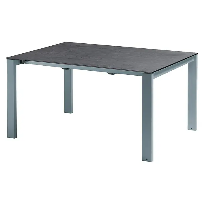 Acamp Gartenmöbel-Set Urban/Extensio - 7 -tlg., Aluminium, HPL, Textil, Silber - Der Esstisch präsentiert eine robuste graue Tischplatte und ein stabiles silberfarbenes Metallgestell. Ideal für stilvolle Essbereiche.