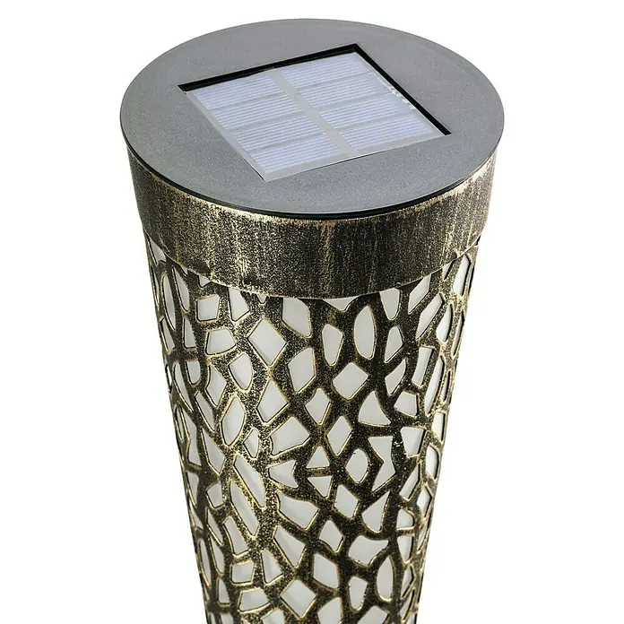 BAUHAUS Solar-Dekoleuchte - Schwarz/Silber, IP44 - Solarleuchte mit antikem Finish und dekorativem Muster, perfekt für Garten oder Terrasse, die eine stimmungsvolle Beleuchtung bietet.