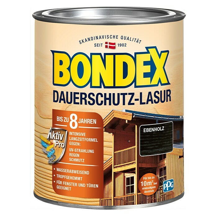 Bondex Dauerschutzlasur (Ebenholz, 750 ml, Glänzend)