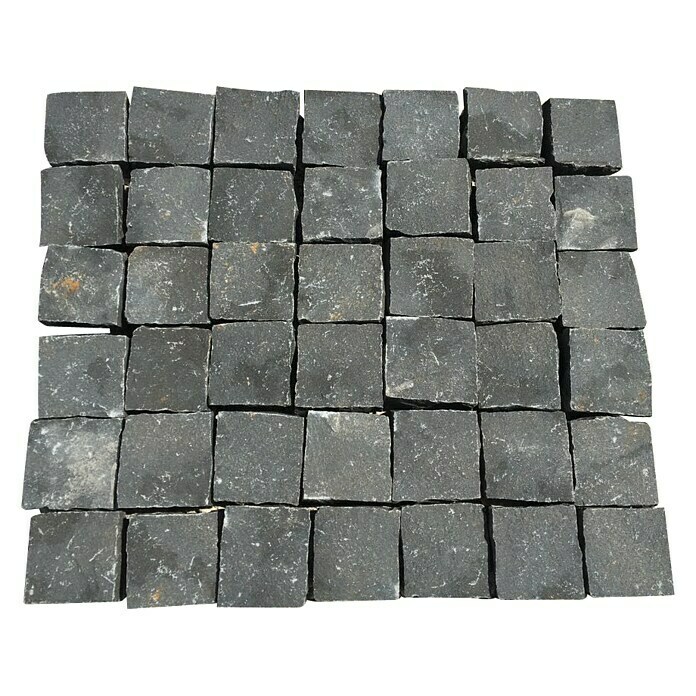 BasaltpflasterAnthrazit, 10 x 10 x 5 cm, Basalt Front View