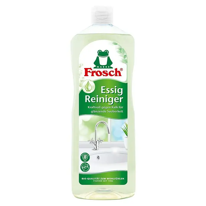 Frosch Essig-Reiniger - 1 l - Abbildung einer Flasche Frosch Essig Reiniger, einem umweltfreundlichen Haushaltsreiniger mit Essig für glänzende Sauberkeit.