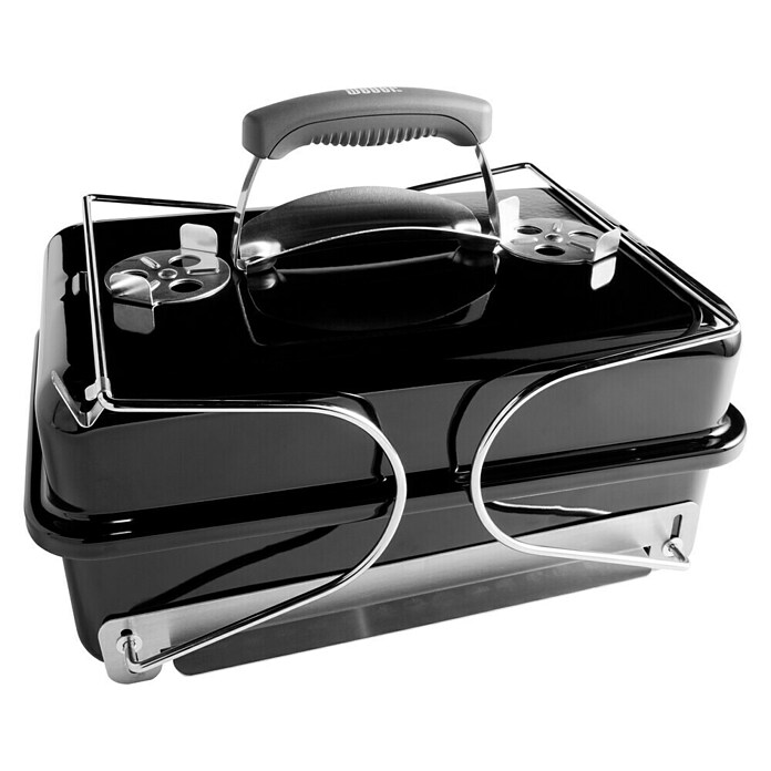 Weber Go-Anywhere Holzkohlegrill (Schwarz, Hauptgrillfläche: 42 x 26 cm)