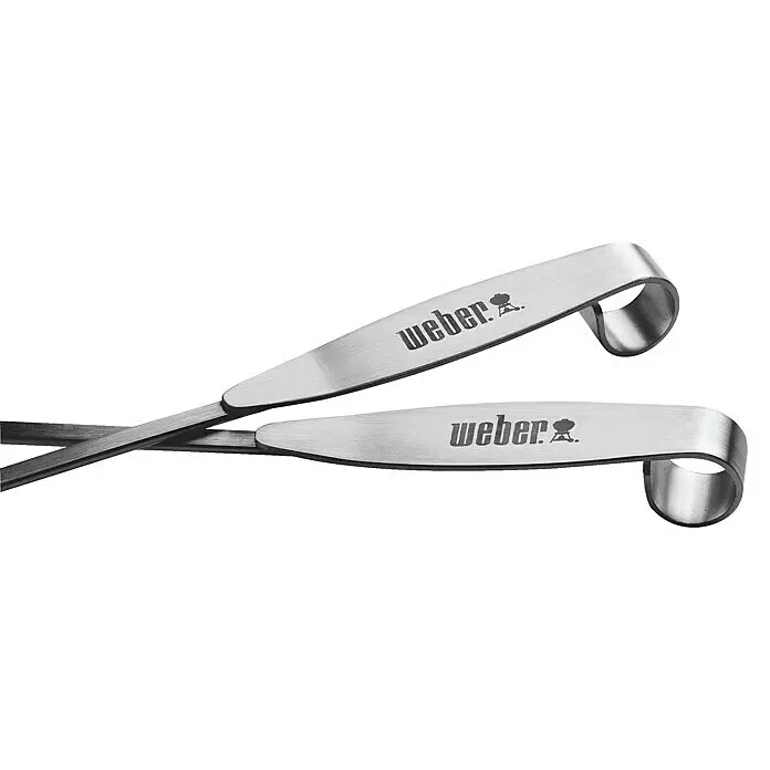 Weber Grillspieß - Länge: 34 cm, 4 -tlg. - Zwei gekreuzte Weber Grillzangen aus Edelstahl mit Markenlogo.
