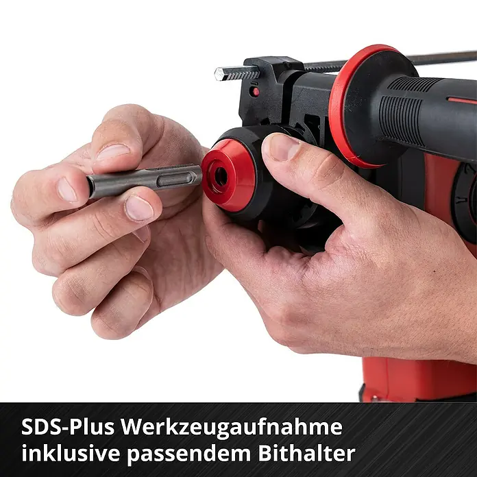 Einhell Professional Power X-Change 18V Akku-Kombihammer Herocco 18/20 - 18 V, Ohne Akku, 0 Ah, 2,2 J - SDS-Plus Werkzeugaufnahme mit passendem Bithalter. Perfekt für schnellen und sicheren Werkzeugwechsel bei Bohrarbeiten.
