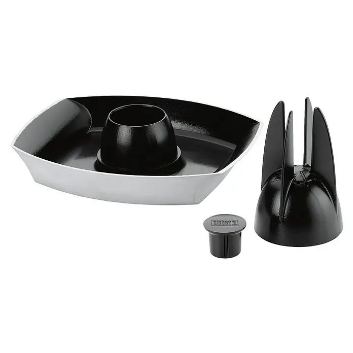 Weber Style Geflügelhalter - Aluminium - Weber Geflügelbrat-Set mit Bräter und Hähnchenhalter für aromatische Brathähnchen vom Grill.