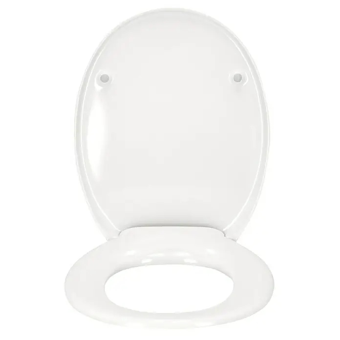 Pressalit WC-Sitz 1000 - Duroplast, Weiß - Nahaufnahme eines weißen Toilettensitzes mit ovaler Form und glänzender Oberfläche, der eine saubere und hygienische Umgebung suggeriert.