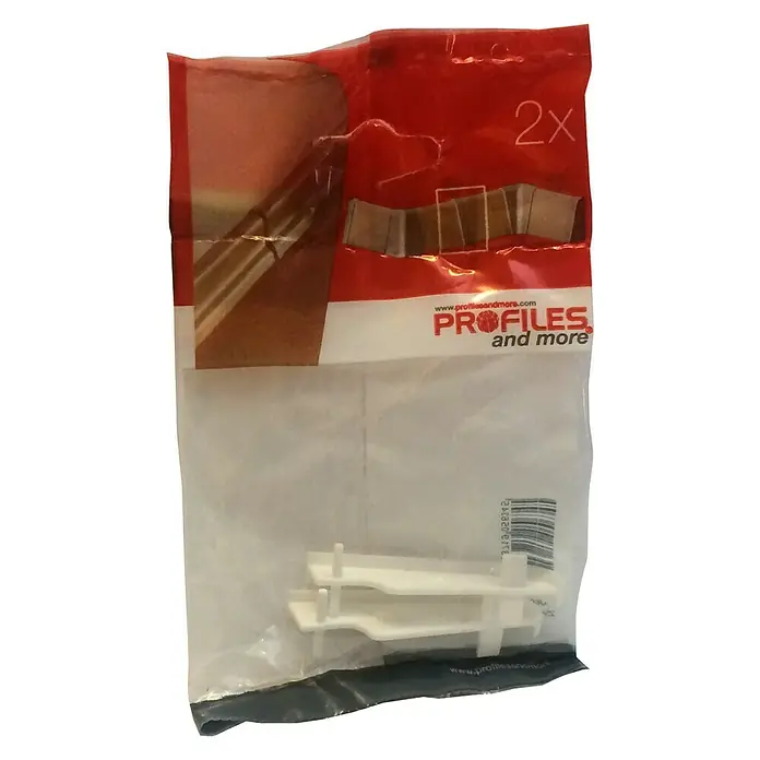 Profiles and more Übergangskappe FU60L - Esche Weiß, 2 Stk. - Kunststoffdübel in einer Verpackung von 'Profiles and more', ideal für die Möbelmontage. Praktisches 2er-Set für vielfältige Anwendungen.