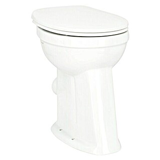 Camargue Stand-WC-Set Plus 100 (Mit Spülrand, Ohne Spezialglasur, Spülform: Flach, WC Abgang: Waagerecht, Weiß)