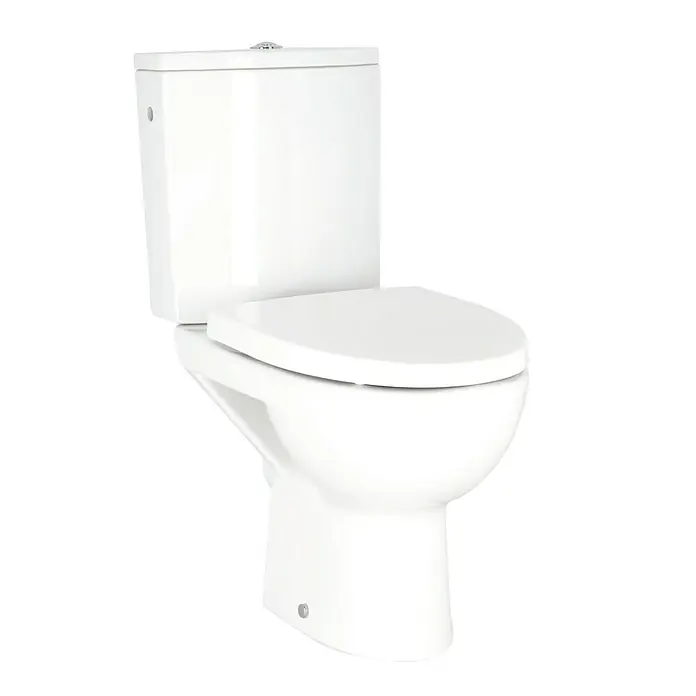 Stand-WC-Kombination Parva - Spülrandlos, Ohne Spezialglasur, Spülform: Tief, WC Abgang: Waagerecht, Weiß - Elegante, weiße Toilette mit Spülkasten. Das schlichte Design passt perfekt in jedes Badezimmer.