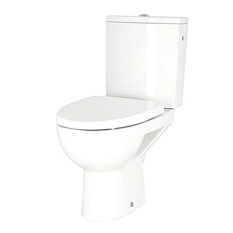 Stand-WC-Kombination Parva (Spülrandlos, Ohne Spezialglasur, Spülform: Tief, WC Abgang: Waagerecht, Weiß)
