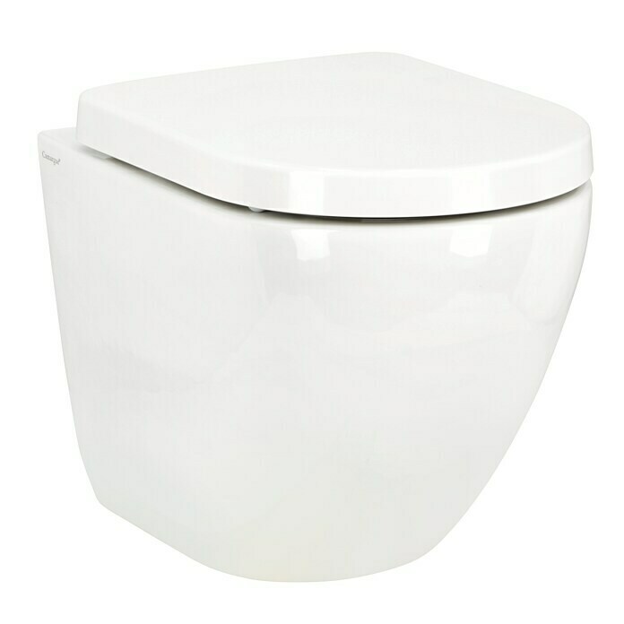 Camargue Spülrandloses Wand-WC-Set Plus 50 2.0 (Mit WC-Sitz, Sitzhöhe: 5 cm erhöht, Tiefspüler, Weiß)