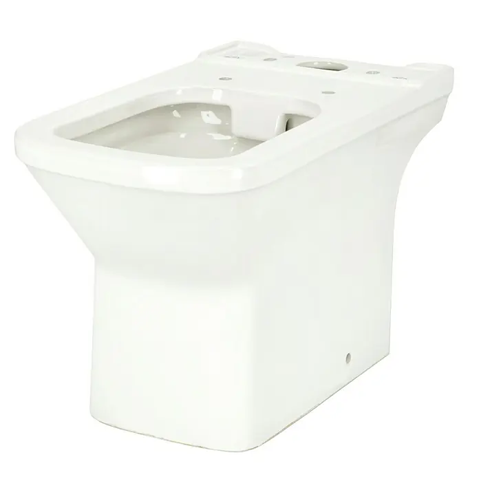 Camargue Los Angeles Stand-WC für Kombination - Spülrandlos, Ohne Spezialglasur, Spülform: Tief, WC Abgang: Waagerecht, Weiß, Ohne Porzellan-Spülkasten - Detailaufnahme eines weißen Stand-WC-Beckens, das durch sein schlichtes Design und die klaren Linien besticht. Ideal für moderne Badezimmer.