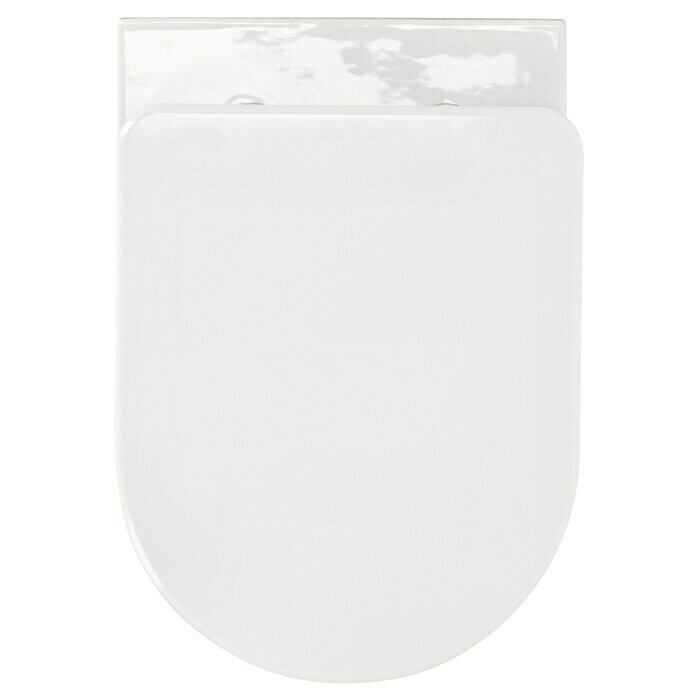 Camargue Pack WC suspendido sin borde (Con asiento de inodoro, Altura del asiento: 5 cm elevado, Adosado, Blanco)
