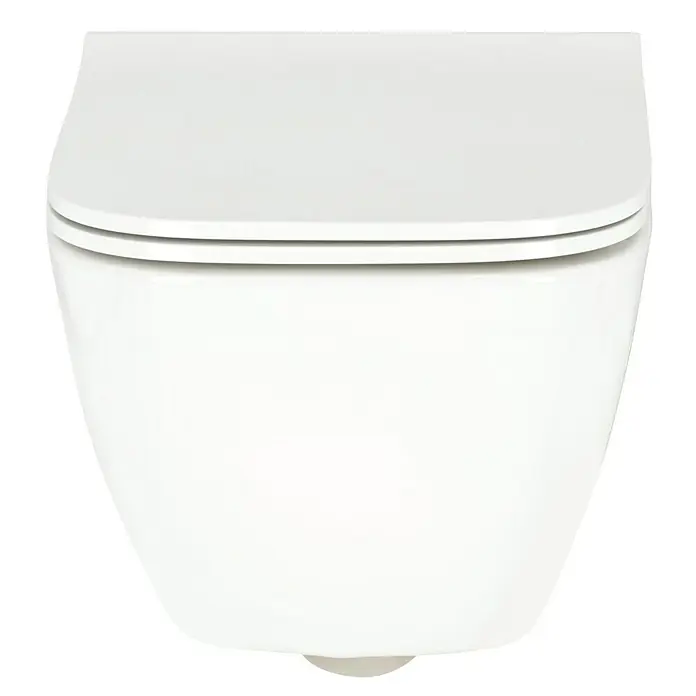 Geberit Smyle Square Wand-WC-Set - Spülrandlos, Ohne Spezialglasur, Spülform: Tief, WC Abgang: Waagerecht, Weiß - Ein weißes, wandhängendes WC-Becken mit geschlossenem Spülrand und modernem Design. Perfekt für ein stilvolles Badezimmer.