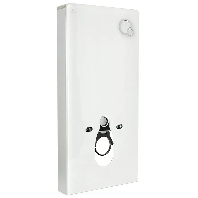 Camargue Cisterna de WC empotrada Cristal - Volumen de descarga: 3 l - 6 l, 2 descargas, 10,8 x 48,3 x 100 cm, Blanco - Una cisterna empotrada blanca con una abertura redonda y un acabado brillante, ideal para baños modernos.