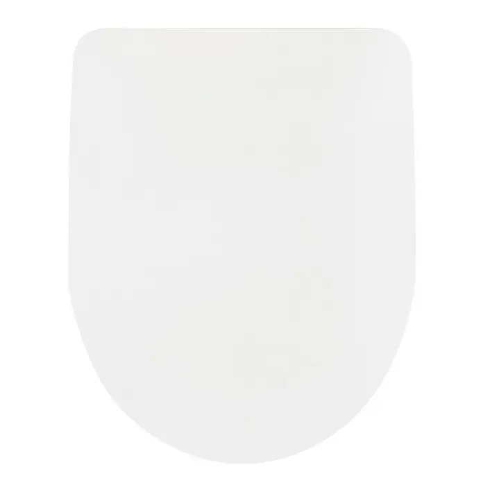 Camargue New York WC-Sitz 2.0 - Duroplast, Weiß, Mit Absenkautomatik - Ein hochauflösendes Bild eines weißen, modernen Toilettendeckels mit abgerundeten Kanten, perfekt für ein stilvolles Badezimmer.