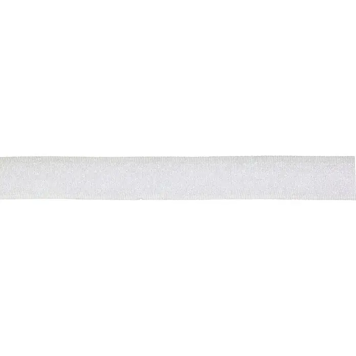 Stabilit Flauschband Meterware - Breite: 20 mm, Weiß, Selbstklebend - Ein nahtloser, weißer Stoffstreifen mit feiner Textur, ideal für Bastelarbeiten und textile Anwendungen.