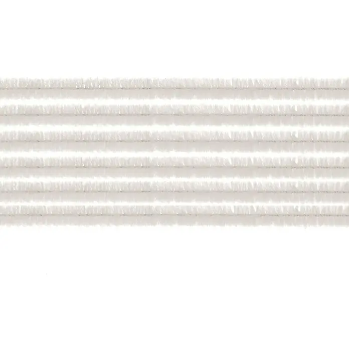 Glorex Biegeplüsch - Weiß, 50 cm, 10 Stk. - Nahaufnahme von weißen Pfeifenreinigern, ideal zum Basteln und für kreative Projekte. Perfekt für DIY-Dekorationen und feine Handarbeiten.