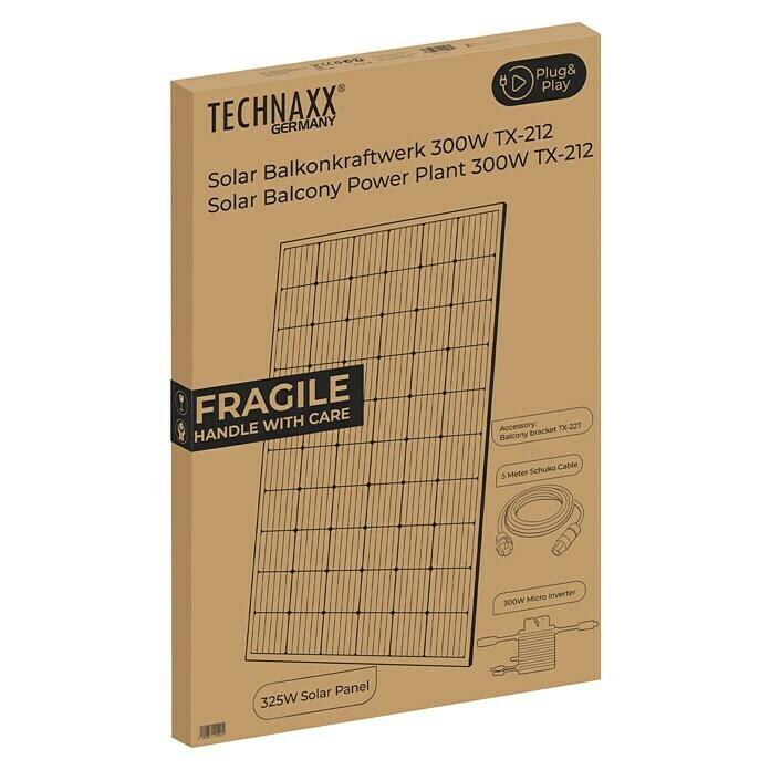 Technaxx Zonnepaneel TX-212 (Nominaal vermogen: 325 W, l x b x h: 9 x 107,4 x 159 cm) | BAUHAUS