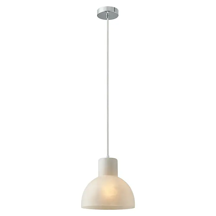 Lámpara colgante Bell - 40 W, Ø x Al: 200 mm x 21 cm, Blanco, E27 - Lámpara colgante con un elegante acabado cromado y pantalla de vidrio esmerilado, que aporta iluminación elegante a cualquier espacio.