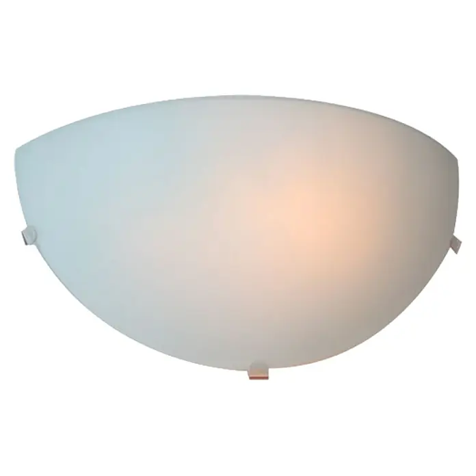 Aplique de pared LED Eclipse - 20 W, L x An x Al: 9 x 25 x 13 cm, Blanco, Blanco neutro - Primer plano de una lámpara de techo semicircular de vidrio esmerilado que emite una luz cálida, fijada al techo.