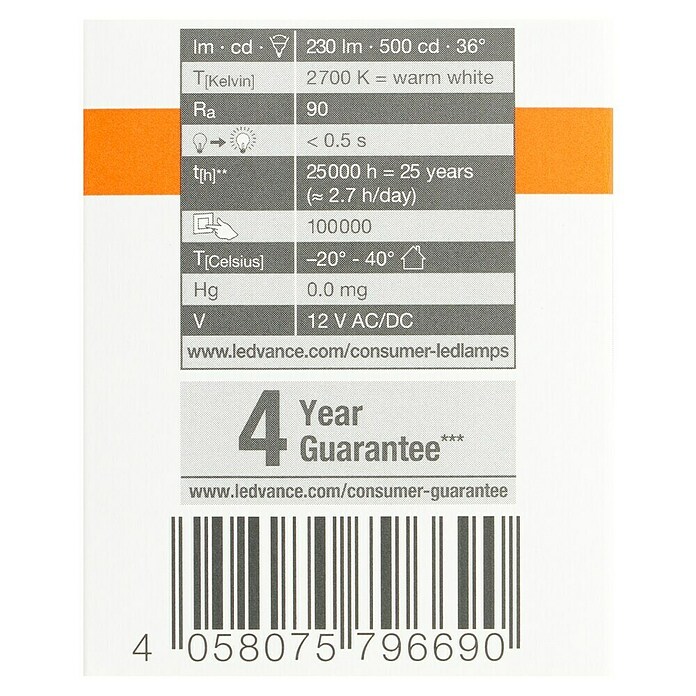 Osram LED svetlobni vir Pin G4 MR16  (GU5,3, Možnost zatemnitve, Toplo bela, 230 lm, 3 W) | LED luči | Svetlila | Elektro in svetila | Izdelki | BAUHAUS