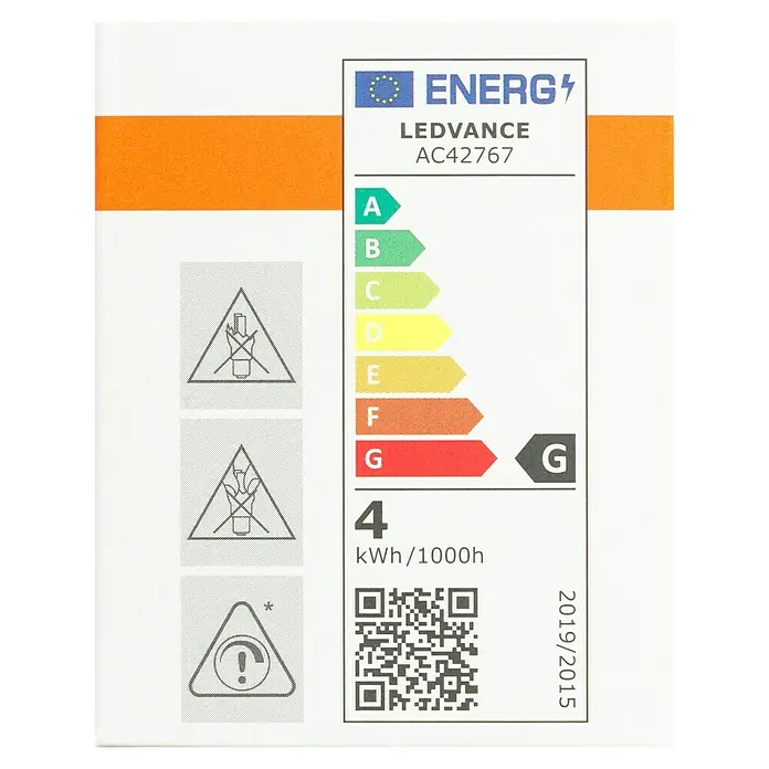Osram LED-Lampe Pin G4 MR16 - GU5,3, Dimmbar, Warmweiß, 230 lm, 3 W - Energieetikett für LEDVANCE AC42767 Lampe. Energieeffizienzklasse G, Verbrauch 4 kWh/1000h.