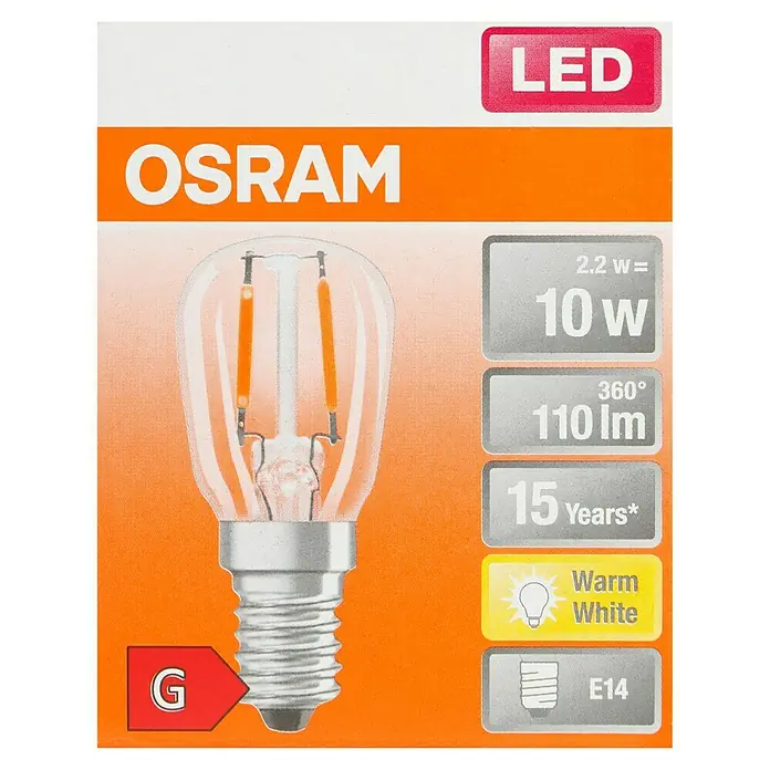 Osram LED-Lampe - E14, Nicht Dimmbar, Warmweiß, 110 lm, 10 W - OSRAM LED-Lampe: 10 Watt, warmweißes Licht, E14-Sockel und 15 Jahre Lebensdauer.