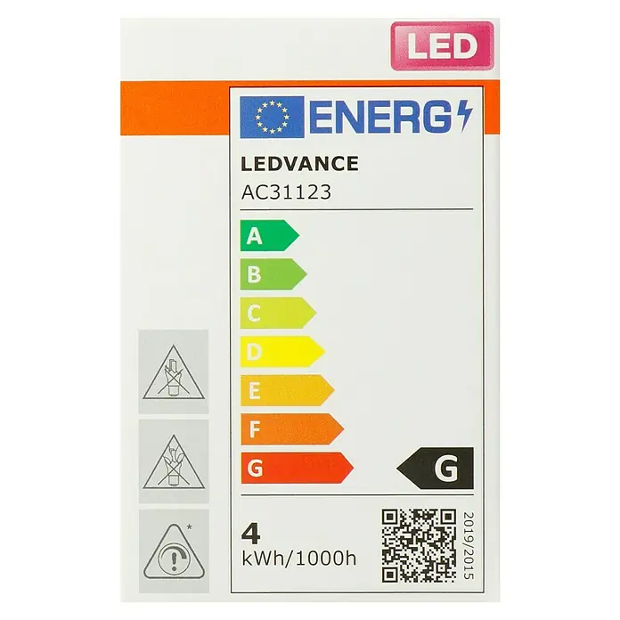 Osram LED-Lampe Star+ PAR16 - GU10, Dimmbar, RGBW, 250 lm, 4,5 W - Energielabel für LEDVANCE AC31123 LED-Lampe: Energieeffizienzklasse G, 4 kWh/1000h Verbrauch.