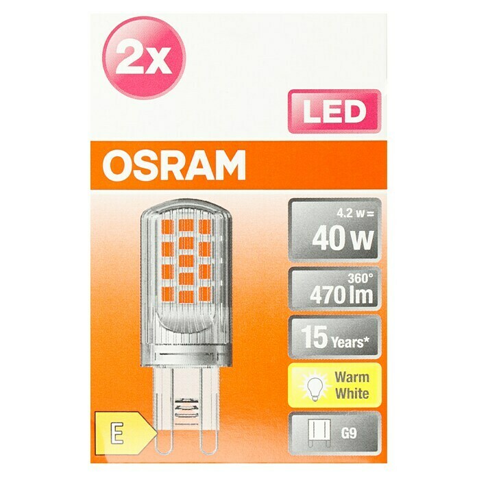 Osram Star LED-Lampe Pin G9 (G9, 3,8 T20, 470 lm, 2 Stk.) | BAUHAUS