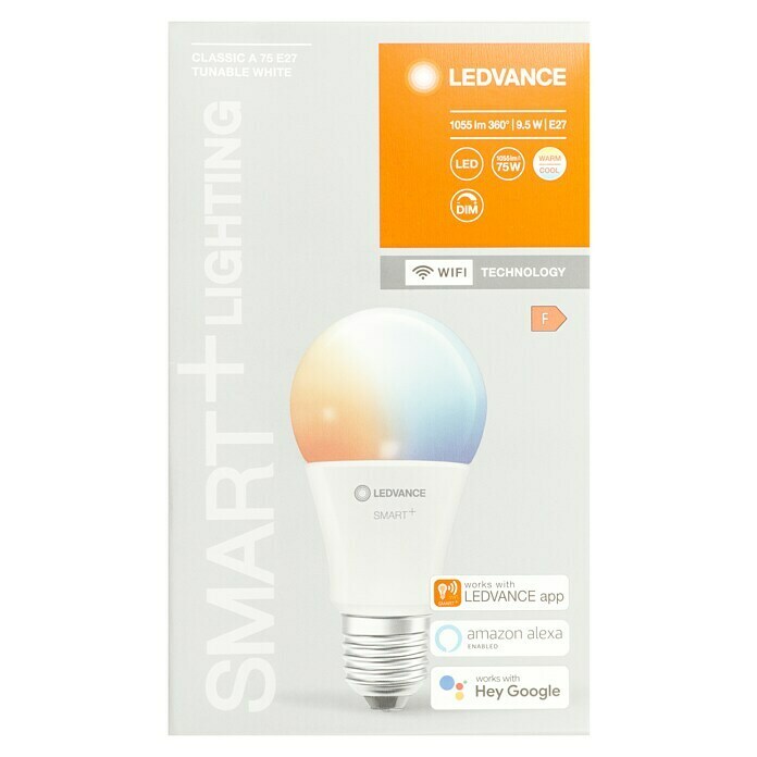 Ledvance Smart+ WiFi Smart-LED-Lampe Classic (E27, Neutralweiß, 1.055 lm, 9,5 W, Farbtemperatur einstellbar: Stufen) | BAUHAUS