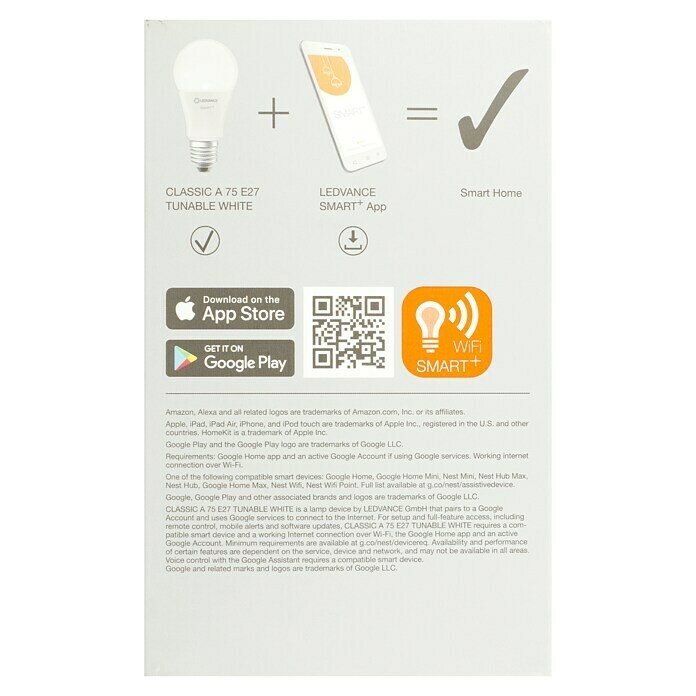 Ledvance Smart+ WiFi Smart-LED-Lampe Classic (E27, Neutralweiß, 1.055 lm, 9,5 W, Farbtemperatur einstellbar: Stufen) | BAUHAUS