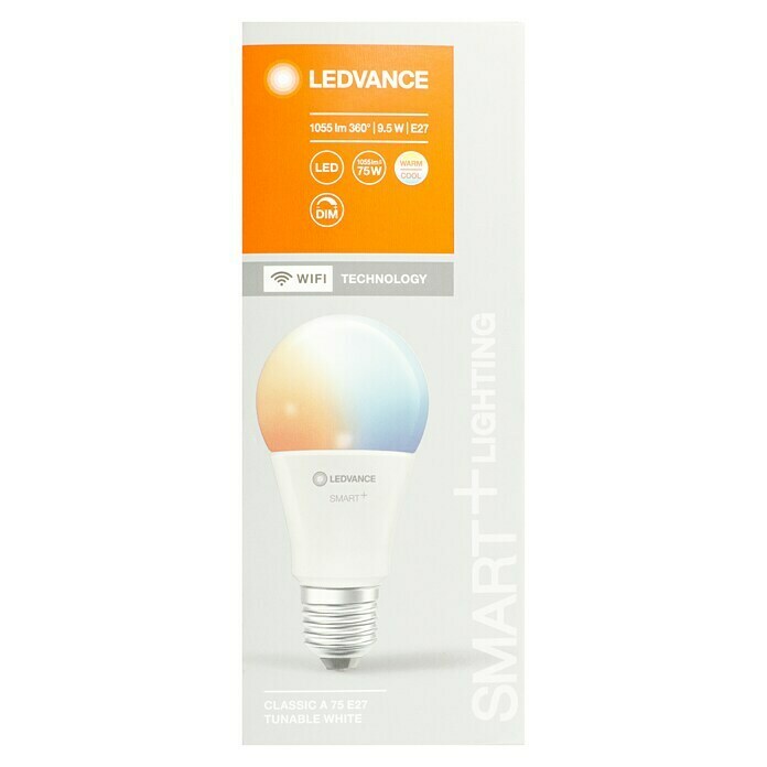 Ledvance Smart+ WiFi Smart-LED-Lampe Classic (E27, Neutralweiß, 1.055 lm, 9,5 W, Farbtemperatur einstellbar: Stufen) | BAUHAUS