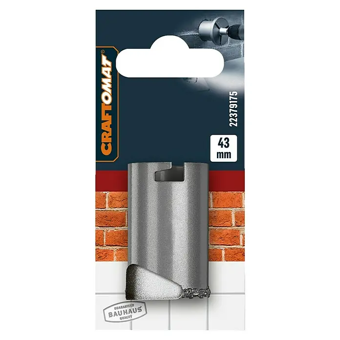 Craftomat Lochsäge - Durchmesser Bohrer: 43 mm - Abbildung einer 43-mm-Bohrkrone von Craftomat, die für präzise Bohrlöcher in harten Materialien sorgt. Garantiert hohe Qualität und Zuverlässigkeit für Handwerker.