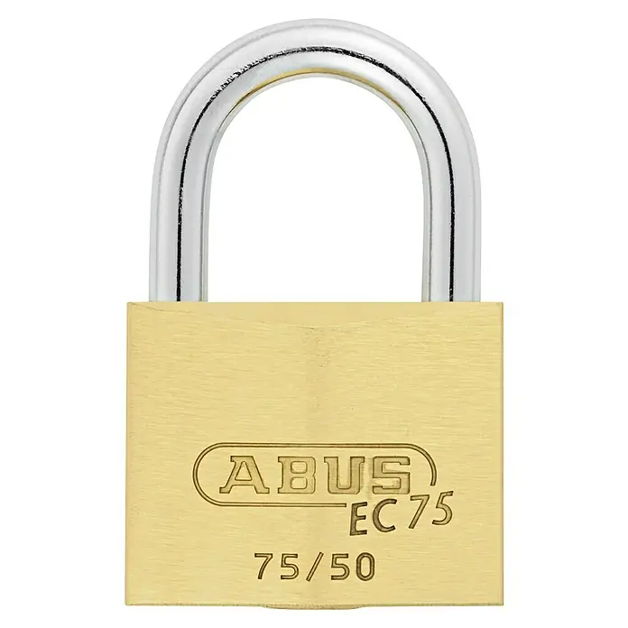 Abus Vorhängeschloss Lock-Tag 75/50 - B x H: 50 x 77 mm, Bügelstärke: 8 mm, Sicherheitsstufe: 7 - ABUS EC 75 Vorhängeschloss mit robustem Messinggehäuse und gehärtetem Stahlbügel für zuverlässigen Schutz und hohe Sicherheit.