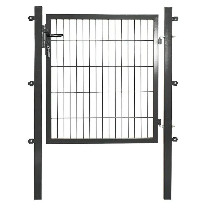 Peddy Shield Zauntor DSM1 x 0,8 m, Anthrazit, Stahl - Ein stilvolles, schwarzes Gartentor mit filigranem Gitterwerk, ideal für den modernen Garten.