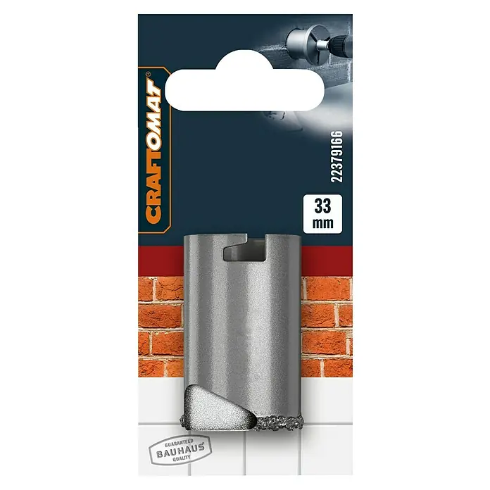 Craftomat Lochsäge - Durchmesser Bohrer: 33 mm - Das Bild zeigt einen Craftomat Fliesenbohrer mit 33 mm Durchmesser, ideal für präzise Bohrungen in Fliesen.