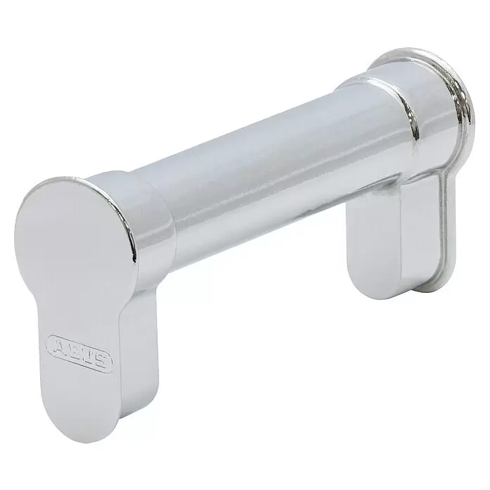 Abus Blindzylinder BlindFlex N L B/D - Vernickelt - Verchromter Halbzylinder mit ABUS-Logo.