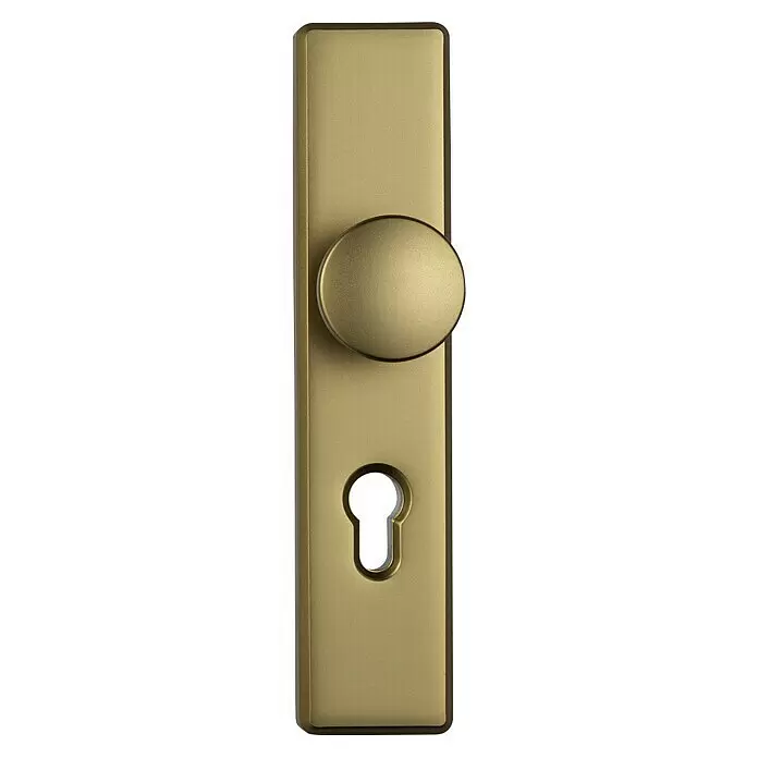 Abus Schutzbeschlag KLS114 - Einsatzbereich: Wohnungsabschlusstür, Stärke Tür: 37 mm - 47 mm, F4 Bronze, Knopf außen, Drücker innen - Vorderansicht