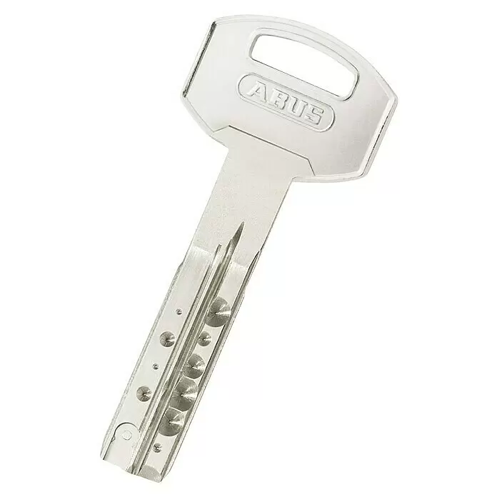 Abus Profilzylinder XD25 - Baulänge innen: 40 mm, Baulänge außen: 50 mm, Anzahl Schlüssel: 3 Stk. - Silberner ABUS Schlüssel mit flachem Profil und internem Stiftmechanismus für Sicherheitsschlösser.