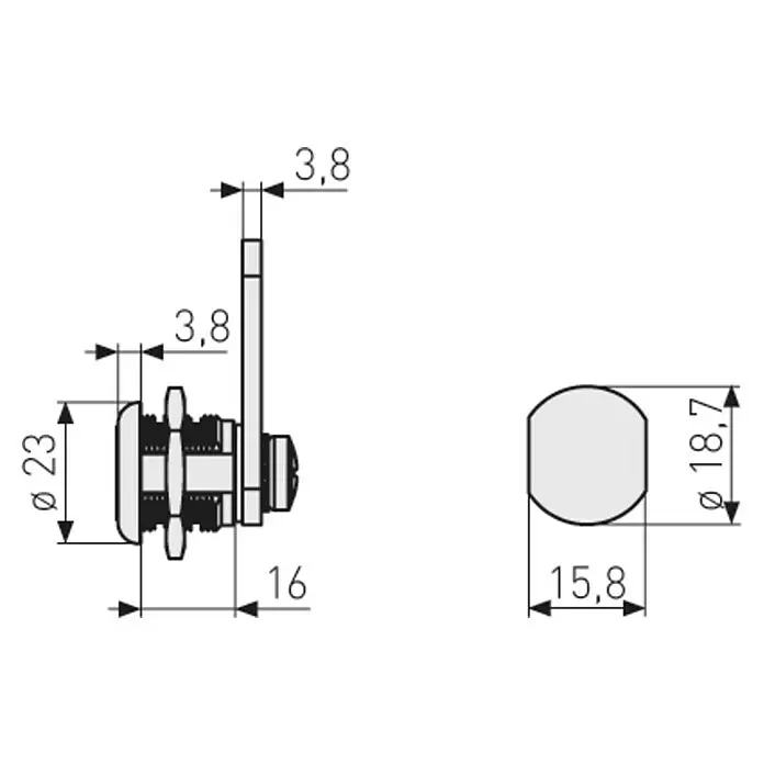 Abus Universalzylinder UHZ20 - Zinkdruckguss, Vernickelt - Skizze