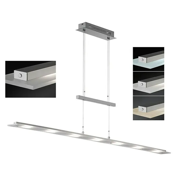 Fischer & Honsel LED-Pendelleuchte Largo - Warmweiß - Bild einer modernen LED-Pendelleuchte mit minimalistischem Design in Silber, ideal für stilvolle Innenräume.\n