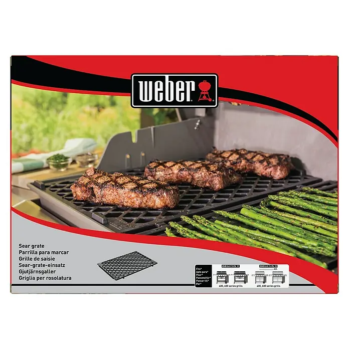 Weber Grilleinsatz Sear-Grate - Passend für: Weber Gasgrills Genesis II - Weber Sear Grate Grillrost für Genesis II 400 und 600 Serien, ideal für Steaks und Gemüse. Für perfekte Grillmuster und Röstaromen.