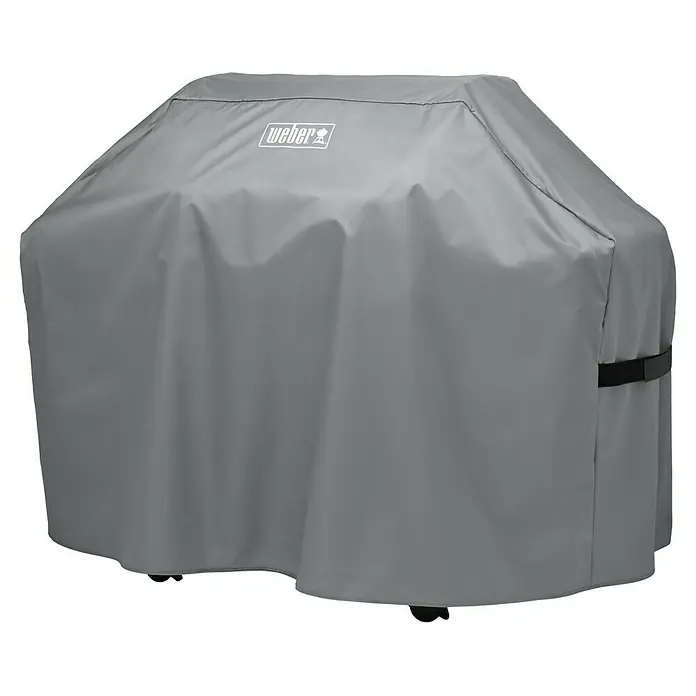 Weber Standard Grill-Schutzhülle - Passend für: Weber Genesis II 300-Serie - Eine graue Weber Grill Abdeckung, die den Grill vor Witterungseinflüssen schützt und mit dem Weber Logo versehen ist, um die Lebensdauer zu verlängern.