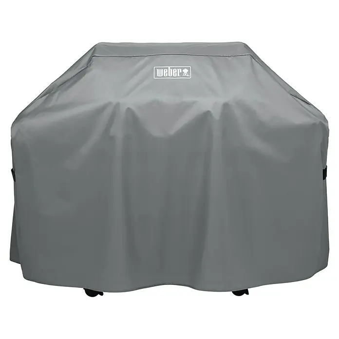 Weber Standard Grill-Schutzhülle - Passend für: Weber Genesis II 300-Serie - Graue Weber Grillabdeckung, die den Grill schützt und sauber hält. Die Abdeckung ist wasserabweisend und wetterfest für den ganzjährigen Einsatz.