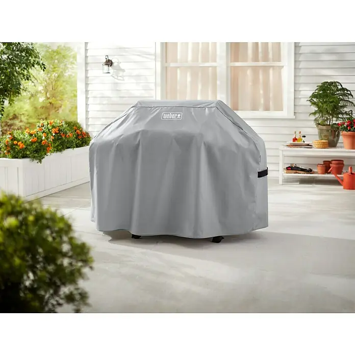 Weber Standard Grill-Schutzhülle - Passend für: Weber Genesis II 300-Serie - Abdeckung für einen Weber Grill, ideal zum Schutz vor Witterungseinflüssen. Robustes Material mit Weber-Logo.