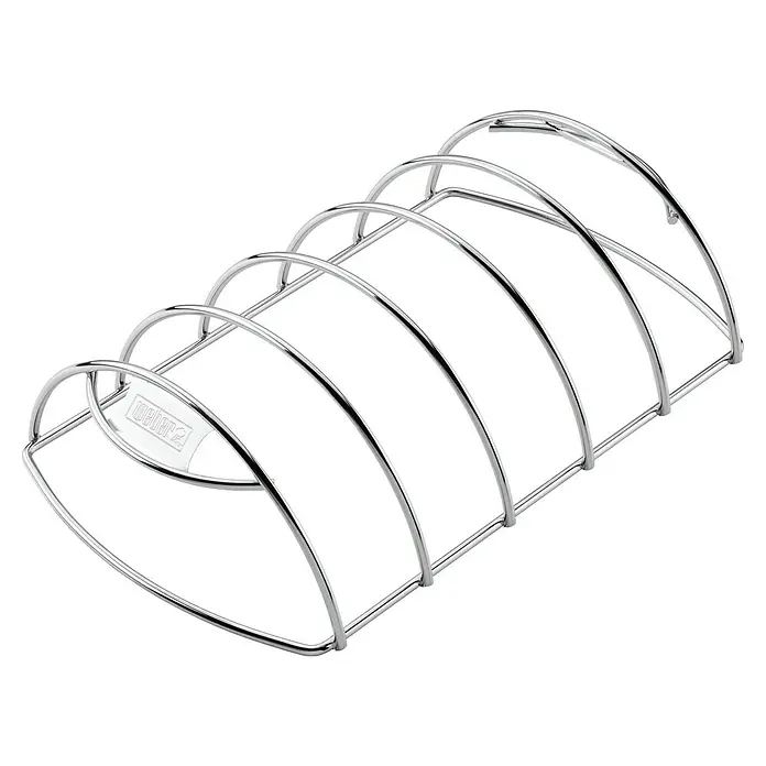Weber Spare-Rib-Halter - L x B x H: 33,5 x 20,3 x 8,9 cm - Weber Rippchenhalter aus Edelstahl, ideal für gleichmäßiges Garen von Rippchen auf dem Grill. Das Produkt ist robust und langlebig.