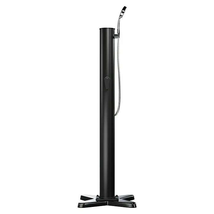 myPool Solardusche Portable - Höhe: 1,49 m, Kunststoff, Schwarz, 14 l - Freistehende Gartendusche mit Handbrause und Temperaturregler, ideal für den Pool oder Garten.