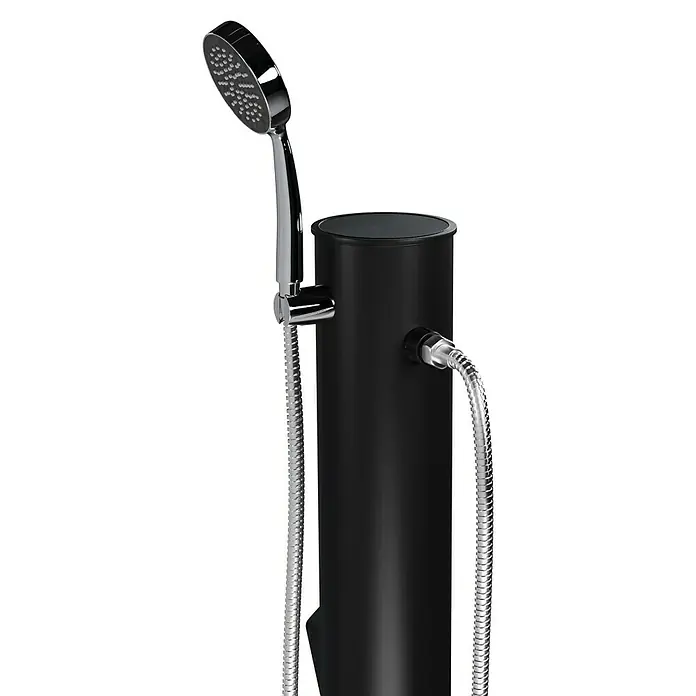 myPool Solardusche Portable - Höhe: 1,49 m, Kunststoff, Schwarz, 14 l - Moderne Gartendusche mit Handbrause und schwarzer Säule für erfrischende Momente im Freien. Stilvolles Design für den Außenbereich.